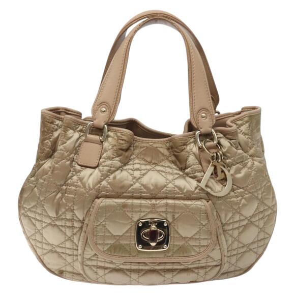 DIOR Canage Hand Bag Nylon Beige Gold - Picture 2 of 13